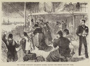 Le paquebot Scythia de la compagnie Cunard quittant la Mersey pour New York - George Augustus Sala