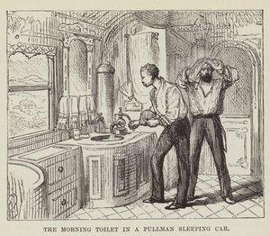 La toilette du matin dans un wagon-lit Pullman