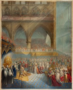 Sa très gracieuse Majesté la reine Victoria recevant le sacrement lors de son couronnement - George Baxter