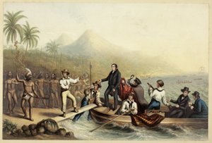 La réception du révérend J. Williams, à Tanna dans les mers du Sud, la veille de son massacre - George Baxter