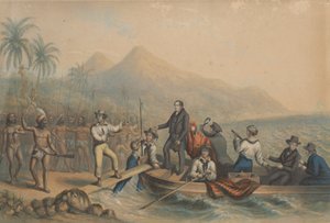 La réception du révérend J. Williams à Tanna dans les mers du Sud, la veille de son massacre - George Baxter