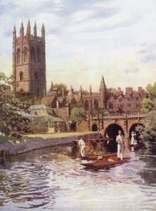 Oxford : Collège Magdalen et pont depuis le Cherwell - George Carline