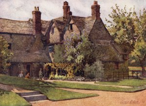 Oxford : Les Cottages, Trinity College (lithographie en couleur) - George Carline