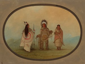 Un chef Crow, un guerrier et sa femme, 1855-1869 - George Catlin