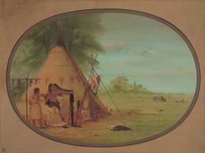 Un chef Crow à sa toilette - George Catlin