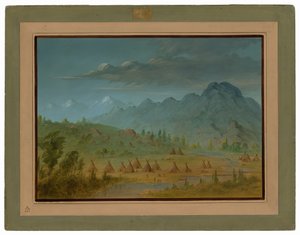 Un village de corbeaux et les montagnes de la rivière Salmon - George Catlin