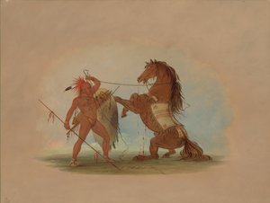 Un guerrier Pawnee sacrifiant son cheval préféré - George Catlin