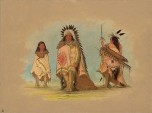 Un chef Sioux, sa fille et un guerrier