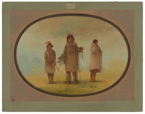 Un guerrier de pierre, sa femme et un garçon - George Catlin