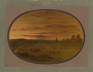Un campement indien au coucher du soleil - George Catlin