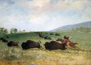Un Indien Osage lançant un buffle, 1846-1848 - George Catlin