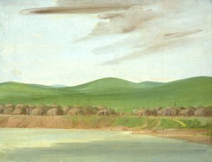 Village Arikara de pavillons recouverts de terre, 1600 miles au-dessus de St. Louis - George Catlin