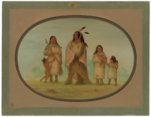 Guerrier Assinneboine et sa famille - George Catlin