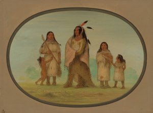 Guerrier Assinneboine et sa famille - George Catlin