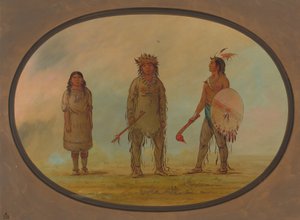 Chef Athapasca, sa femme et un guerrier, 1855-1869 - George Catlin