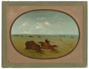 Chasse au bison, Indiens Sioux, Haut Missouri - George Catlin