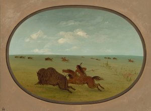 Chasse au bison, Indiens Sioux, Haut Missouri, 1861-1869 - George Catlin