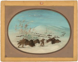 Chasse au bison dans les congères - Ojibbeway - George Catlin