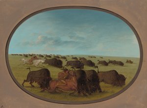 Chasse au bison, avec accidents, 1861-1869 - George Catlin
