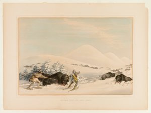 Chasse au bison en raquettes--no. 15 - George Catlin