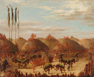 Danse du taureau, cérémonie Mandan O-kee-pa - George Catlin