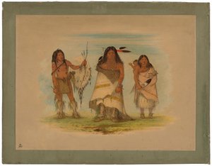 Chef Comanche, sa femme et un guerrier