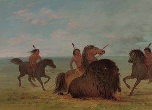 Camanchees lançant un taureau de bison, 1861-1869 - George Catlin
