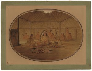 Catlin festoyé par le chef Mandan - George Catlin