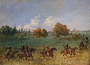 Le groupe de guerre comanche en marche, entièrement équipé