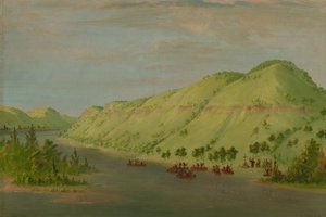 Le père Hennepin quittant le Mississippi pour rejoindre La Salle. 8 mai 1680, 1847-1848 - George Catlin