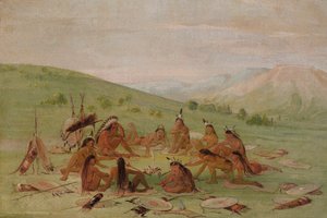 Conseil de guerre à pied, Mandan - George Catlin