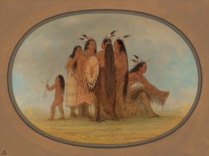 Quatre Guerriers Mandan, une Fille et un Garçon, 1861-1869 - George Catlin