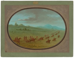 La falaise de Halsey - Sioux en marche - George Catlin