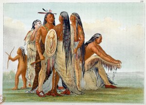 Les Mandans: Chef San Ja Ka Ko Kah entouré de sa famille - George Catlin