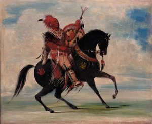 Kee-o-kúk, le renard vigilant, chef de la tribu, à cheval - George Catlin