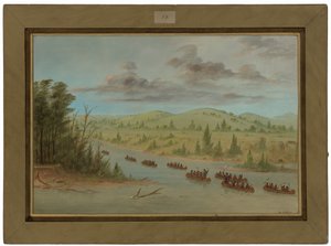 Le groupe de La Salle entrant dans le Mississippi en canoës. 6 février 1682 - George Catlin