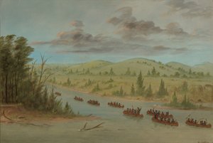 Le groupe de La Salle entrant dans le Mississippi en canoës. 6 février 1682, 1847-1848