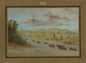 Le groupe de La Salle entrant dans le Mississippi en canoës, 6 février 1682, 1847-48 - George Catlin