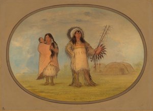 Chef civil Mandan, sa femme et son enfant, 1861-1869 - George Catlin