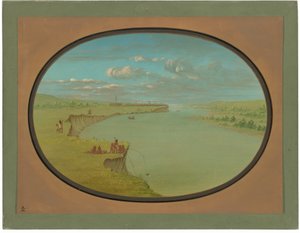 Village Mandan - Vue éloignée - George Catlin