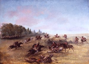 Partie de guerre montée fouillant un fourré - George Catlin