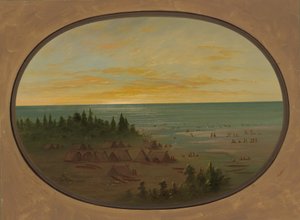 Village Nayas - Indiens se Baignant, 1855-1869 - George Catlin