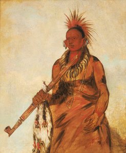 No-o-mún-nee, Marche sous la Pluie, un Guerrier, 1832 - George Catlin