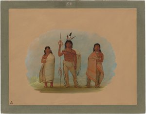 Chef Ottawa, sa femme et un guerrier - George Catlin