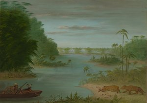 Pont de Palmiers et Chasse au Tigre, 1854-1869 - George Catlin