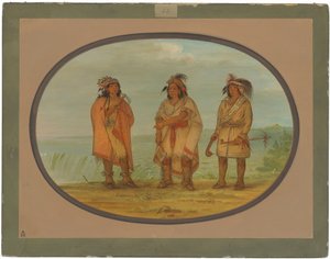 Chef sénèque, Red Jacket, avec deux guerriers - George Catlin