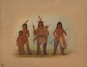 Chef Spokan, deux guerriers et un garçon, 1855-1869 - George Catlin