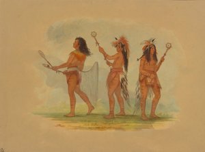Trois joueurs de balle célèbres - Choctaw, Sioux et Ojibbeway - George Catlin