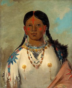 Tís-se-wóo-na-tís, Celle qui baigne ses genoux, épouse du chef, 1832 - George Catlin
