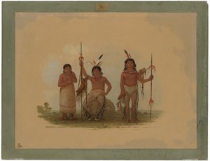Deux guerriers Arapaho et une femme - George Catlin